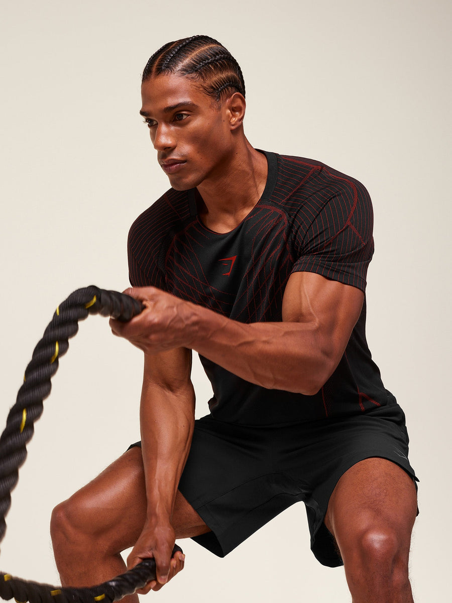 Gymshark Apex Seamless T-Shirt — Black/Carmine Red — 7