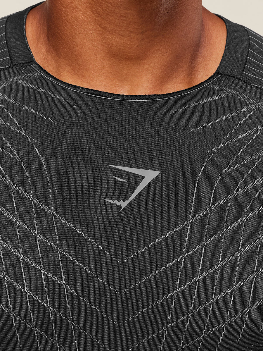 Gymshark Apex Seamless T-Shirt — Black/Dark Grey — 6