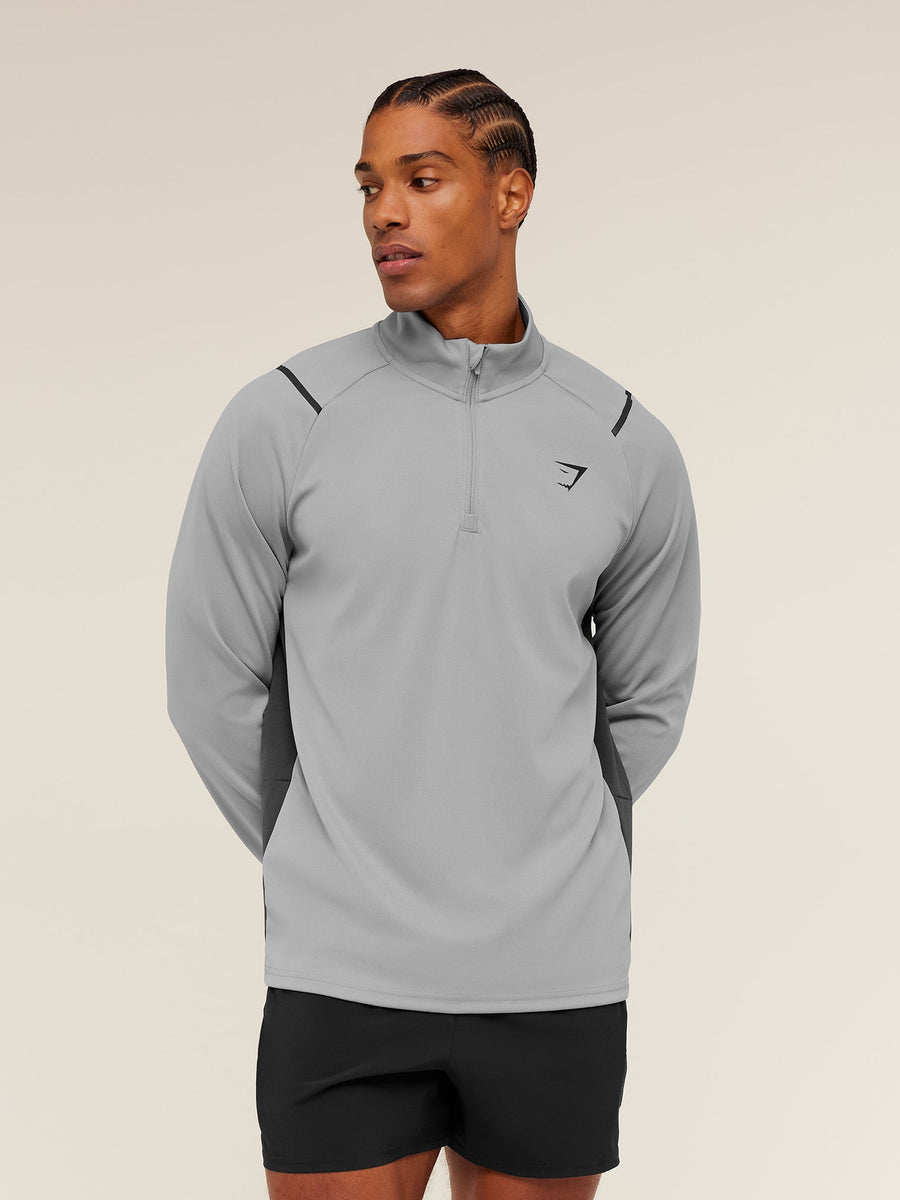 Gymshark Arrival Contrast 1/4 Zip — Smokey Grey / Grey — 4