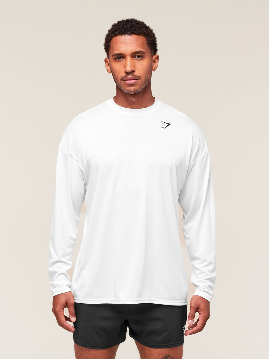 Gymshark Arrival Oversized Long Sleeve T-Shirt — White — 1