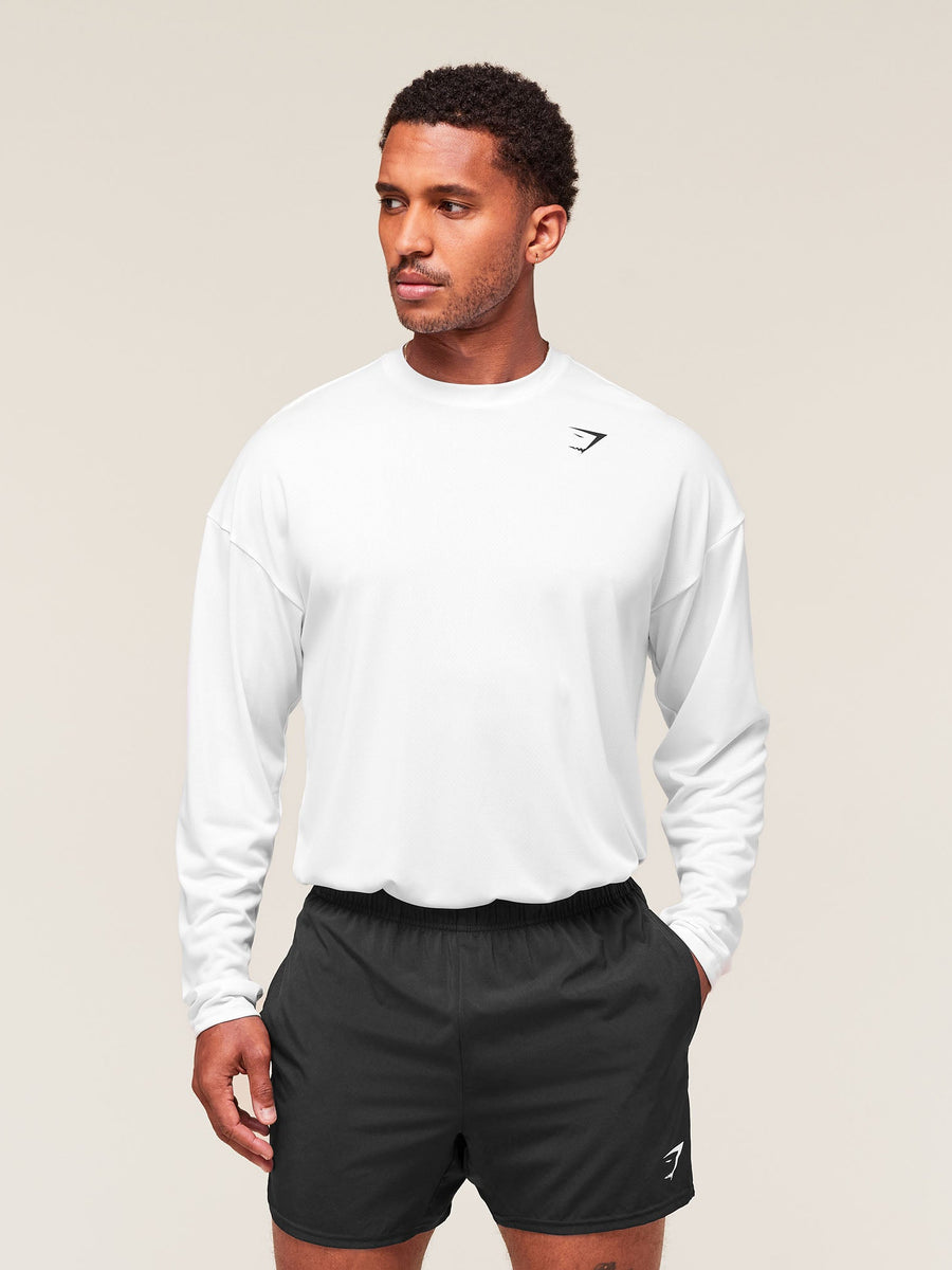 Gymshark Arrival Oversized Long Sleeve T-Shirt — White — 3