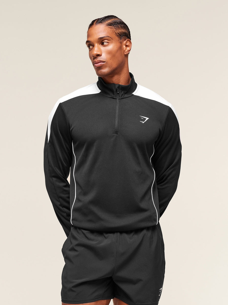Gymshark Arrival Block 1/4 Zip — Black — 1