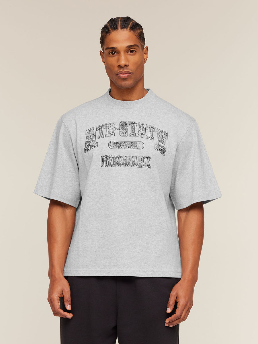Gymshark Ath-State Graphic T-Shirt — Light Grey Core Marl — 1