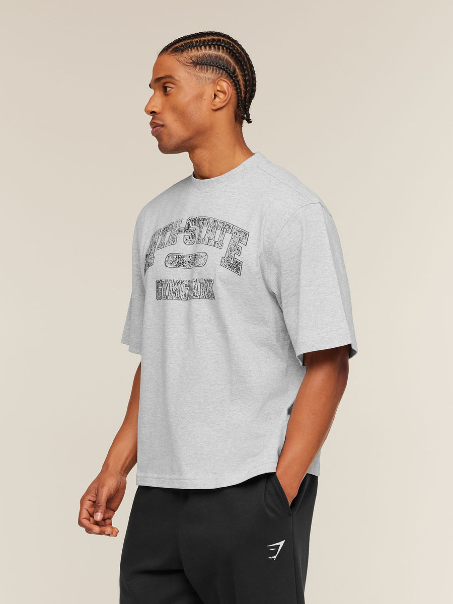 Gymshark Ath-State Graphic T-Shirt — Light Grey Core Marl — 3