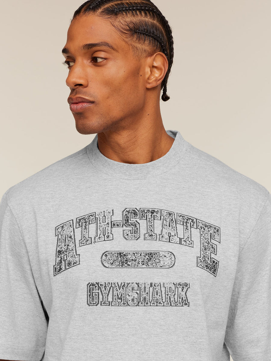 Gymshark Ath-State Graphic T-Shirt — Light Grey Core Marl — 5