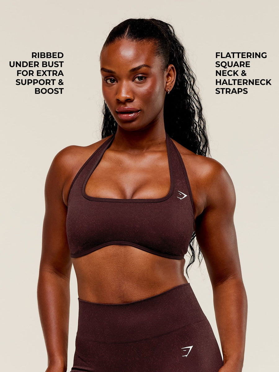 Gymshark Adapt Fleck x Whitney Halterneck Sports Bra — Cherry Purple/Rich Maroon — 5
