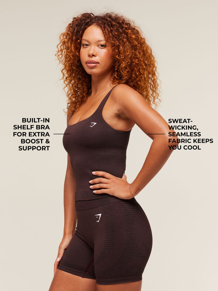Gymshark Vital Tank With Shelf — Rich Maroon/Marl — 2
