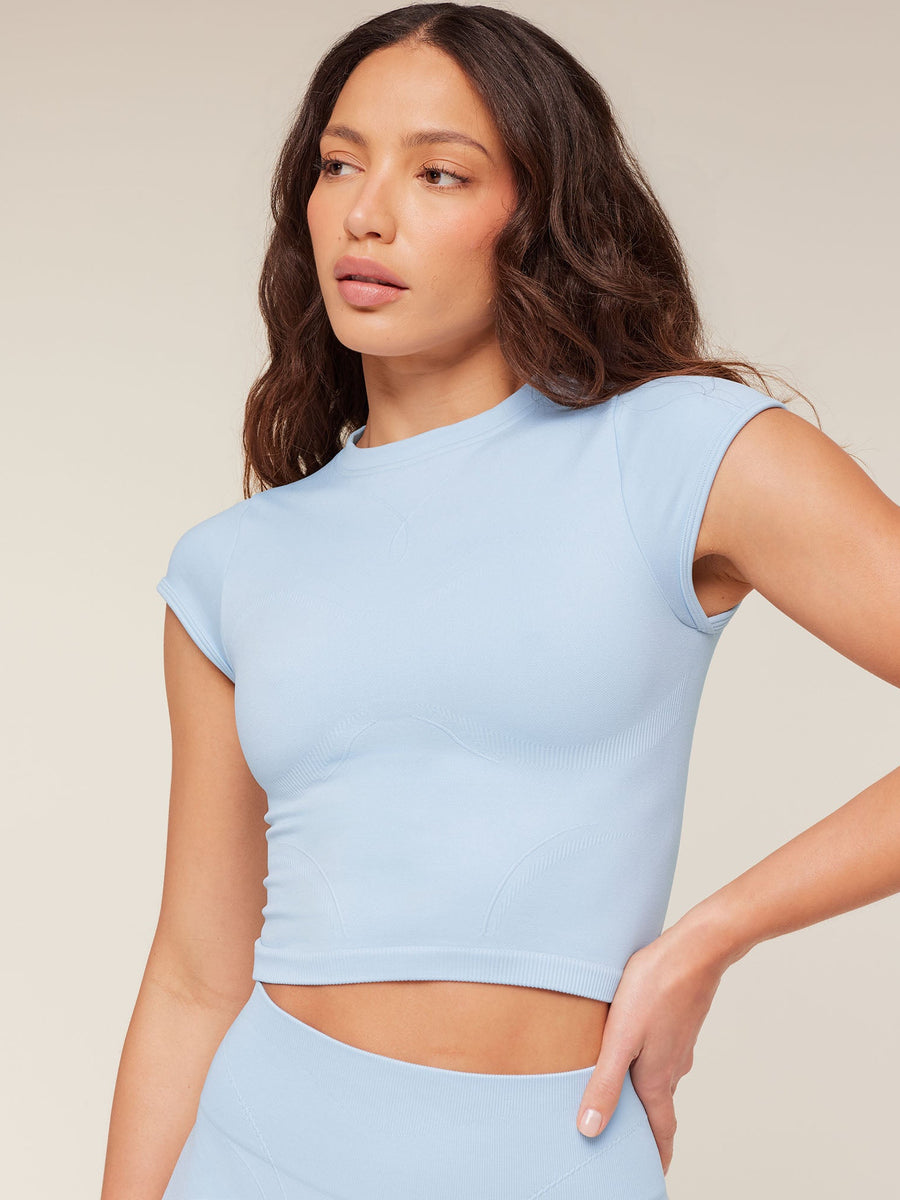 Gymshark Poise Crew Neck Short Sleeve Top — Chilled Blue — 5