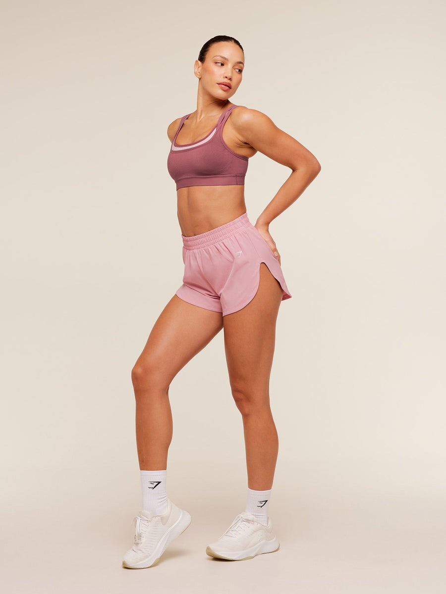 Gymshark Relay High Leg Shorts — Light Pink — 4