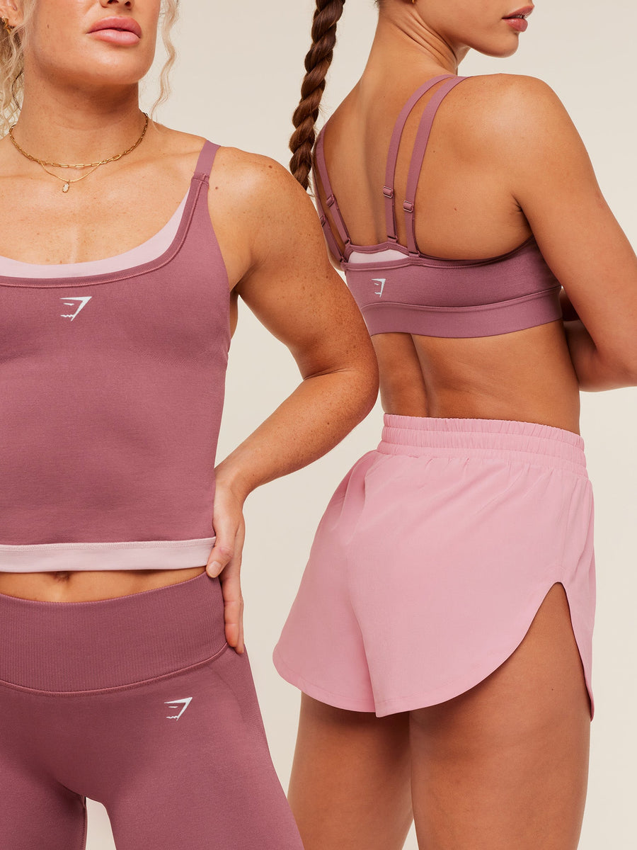 Gymshark Relay High Leg Shorts — Light Pink — 7