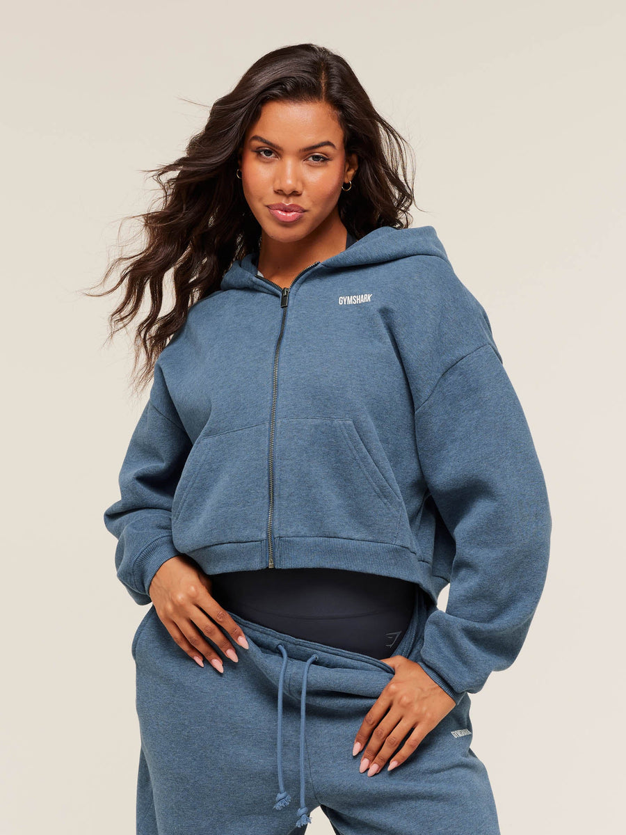 Gymshark Cosy Luxe Zip Through Hoodie — Compound Blue Marl — 1