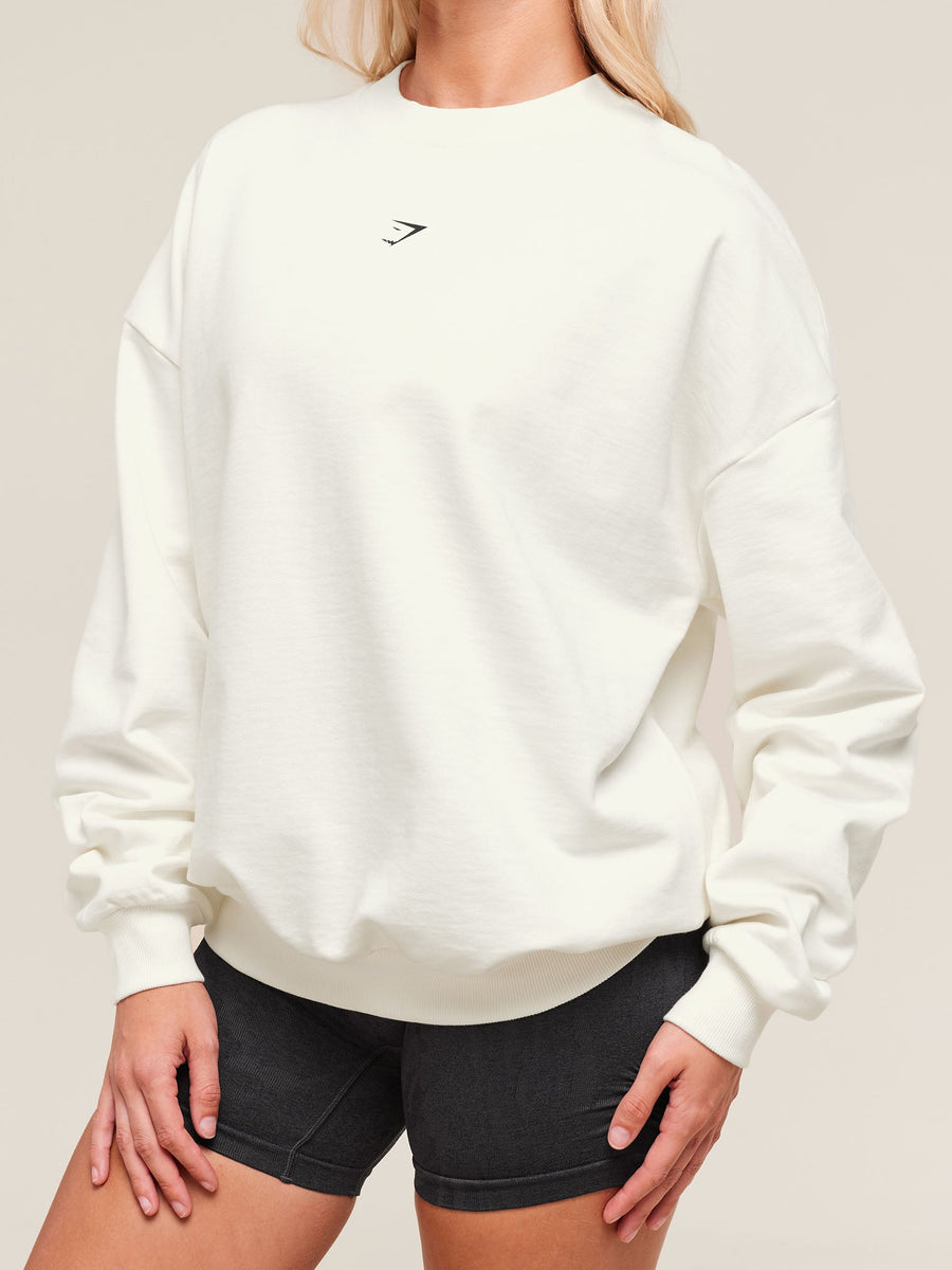 Gymshark Cherry Graphic Oversized Sweatshirt — Soft White — 5