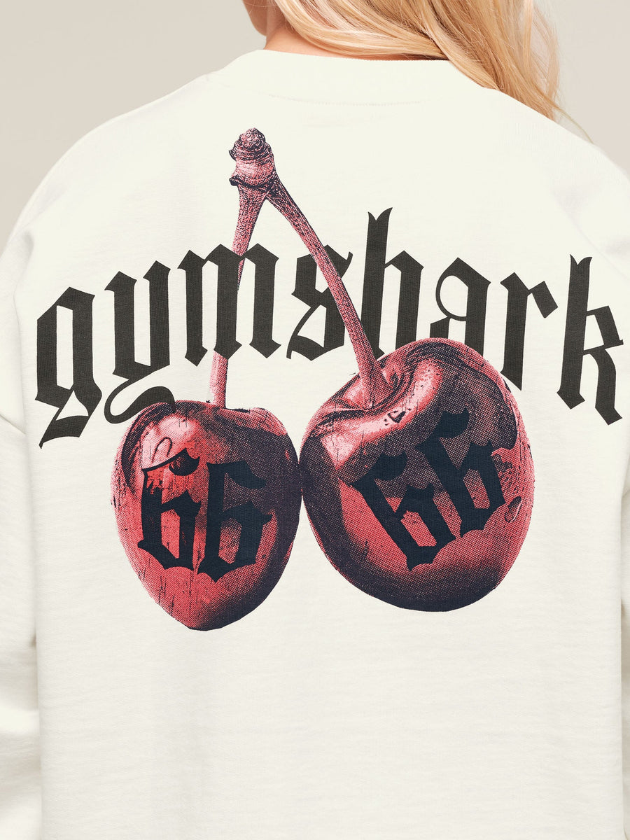 Gymshark Cherry Graphic Oversized Sweatshirt — Soft White — 4