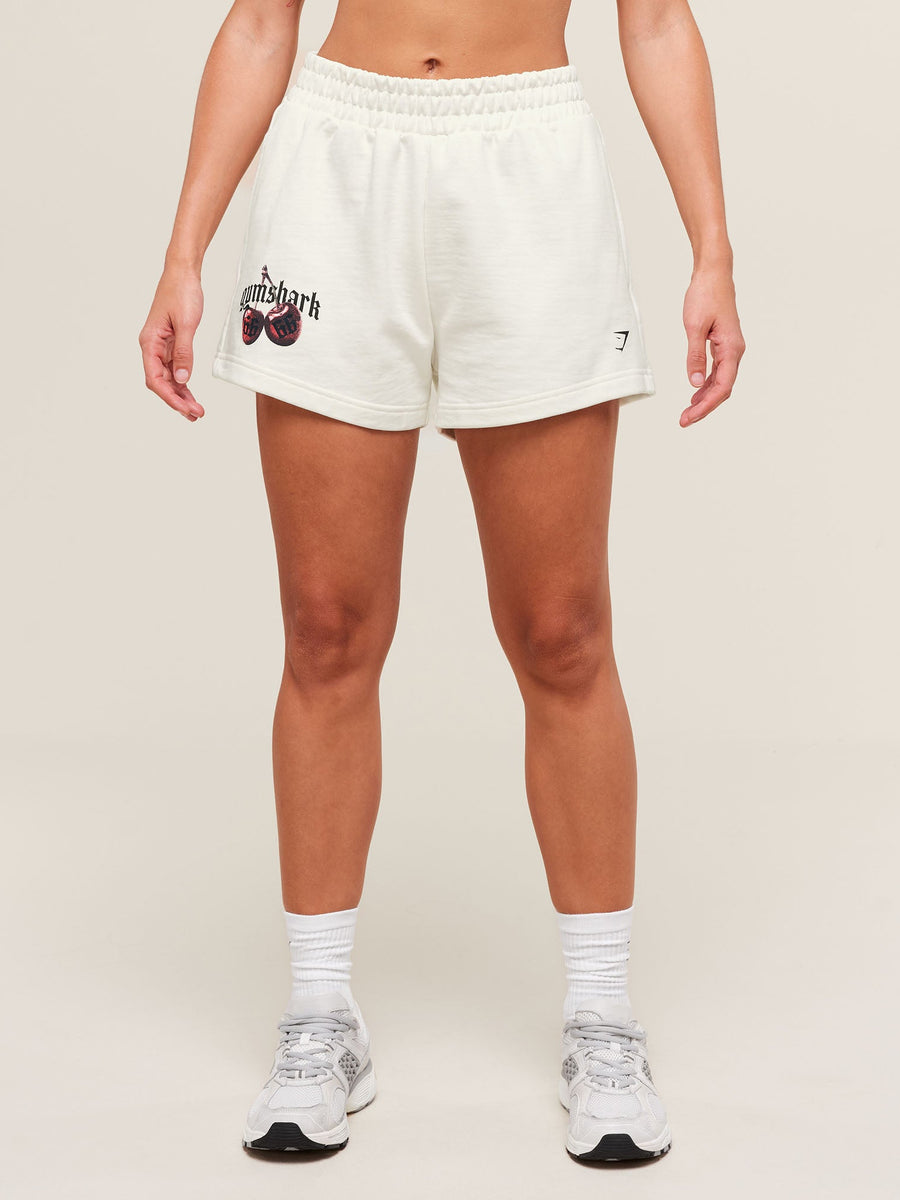 Gymshark Cherry Graphic Shorts — Soft White — 1