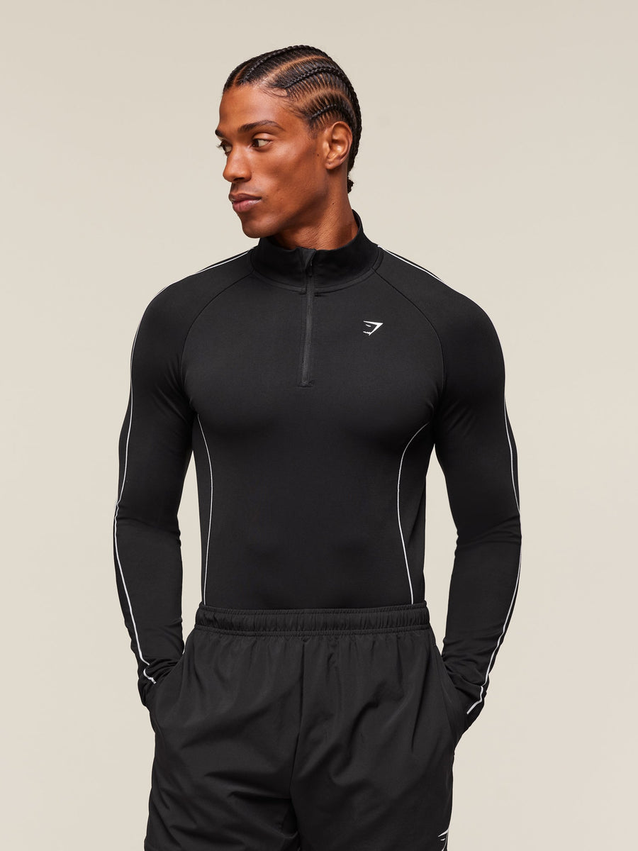 Gymshark Clean Contour Seamless 1/4 Zip — Black/White — 4
