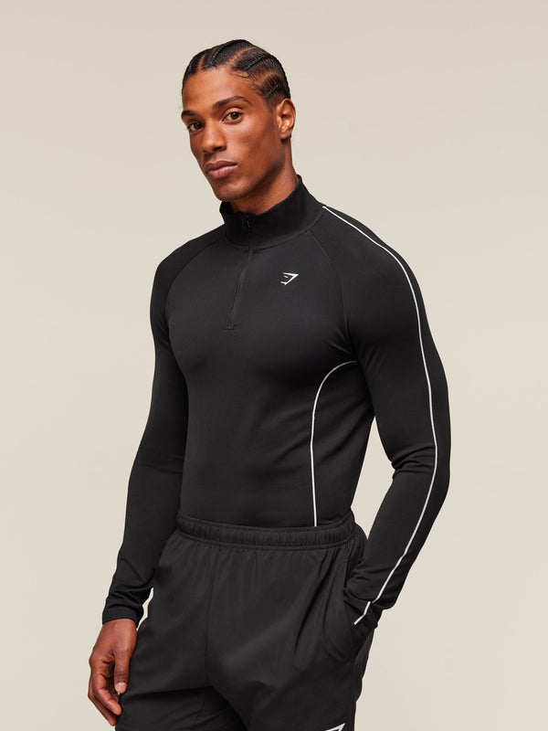 Gymshark Clean Contour Seamless 1/4 Zip — Black/White