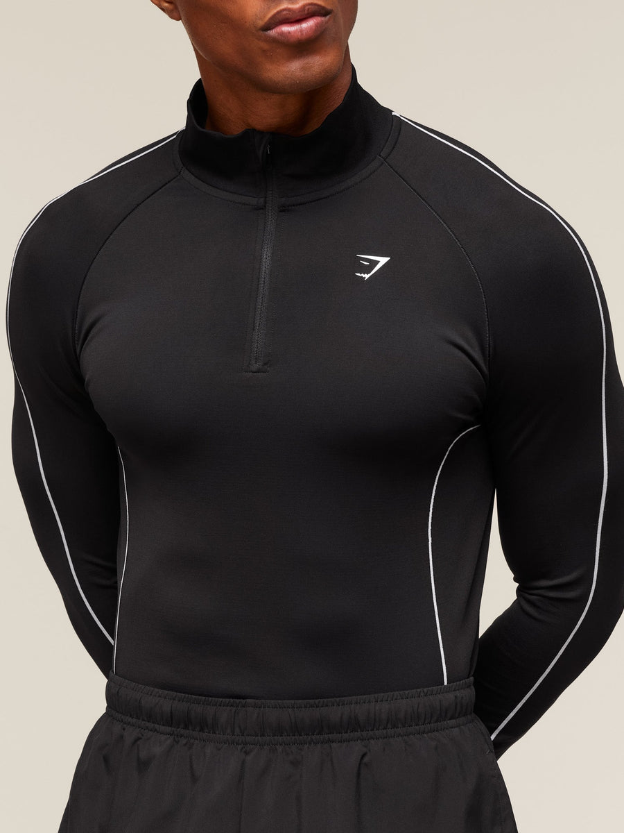 Gymshark Clean Contour Seamless 1/4 Zip — Black/White — 5