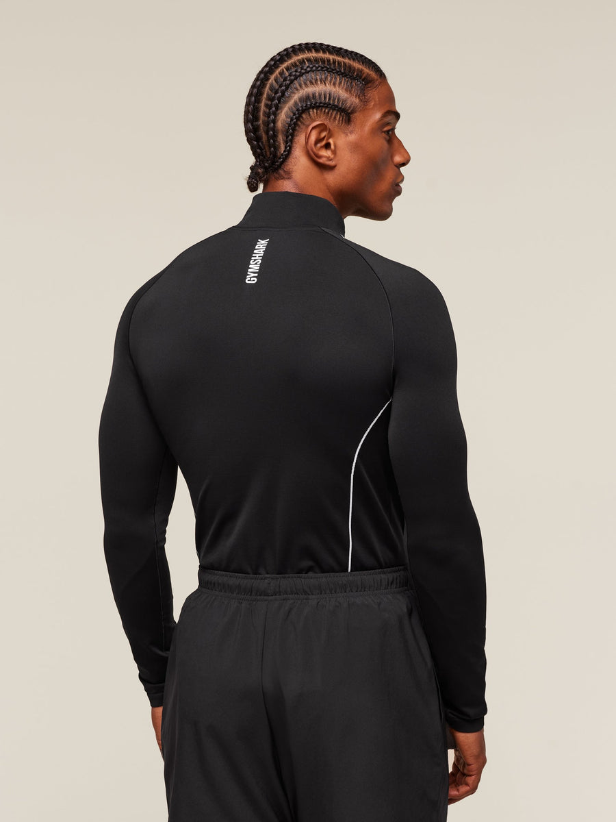 Gymshark Clean Contour Seamless 1/4 Zip — Black/White — 2
