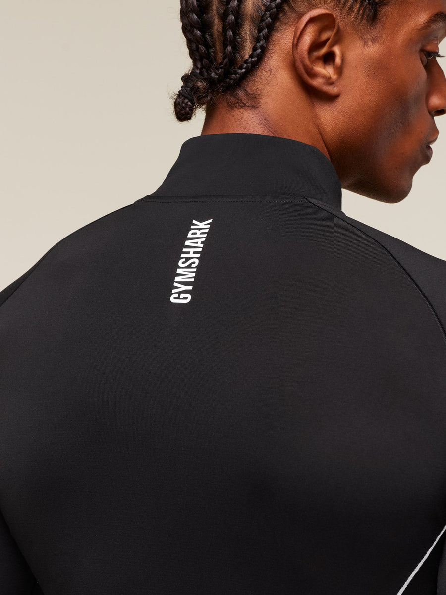 Gymshark Clean Contour Seamless 1/4 Zip — Black/White — 6