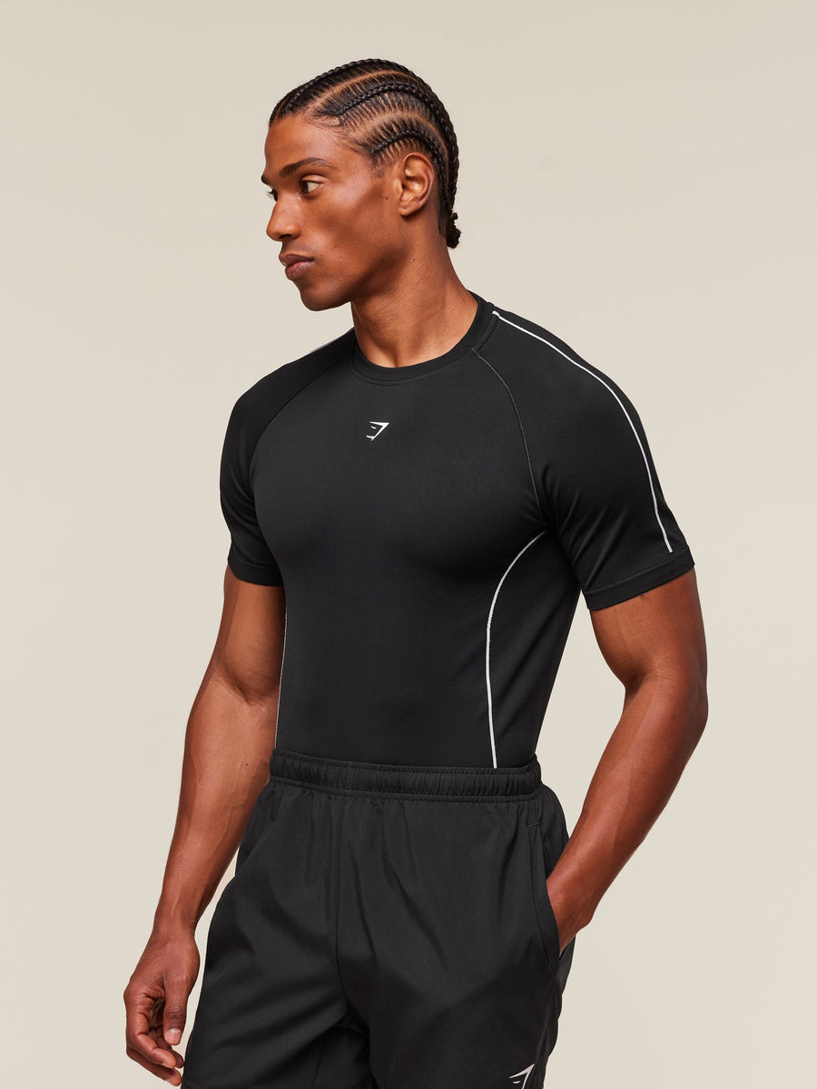 Gymshark Clean Contour Seamless T-Shirt — Black/White — 3