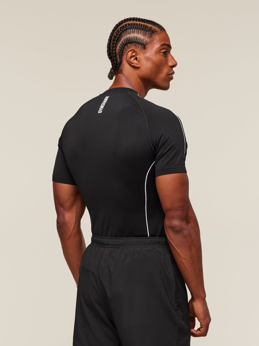 Gymshark Clean Contour Seamless T-Shirt — Black/White — 2