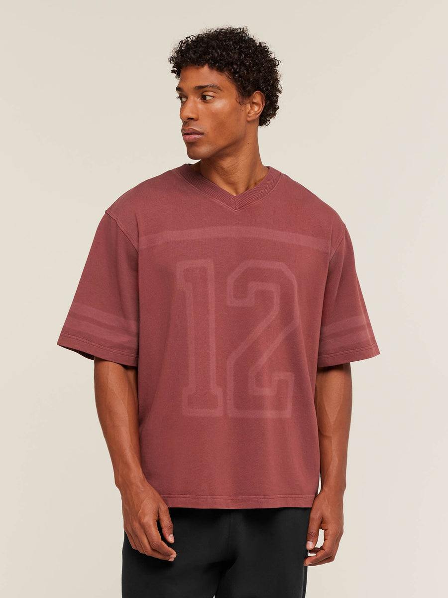 Gymshark Collegiate Washed Jersey T-Shirt — Burgundy Brown — 1