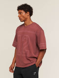 Gymshark Collegiate Washed Jersey T-Shirt — Burgundy Brown — 4
