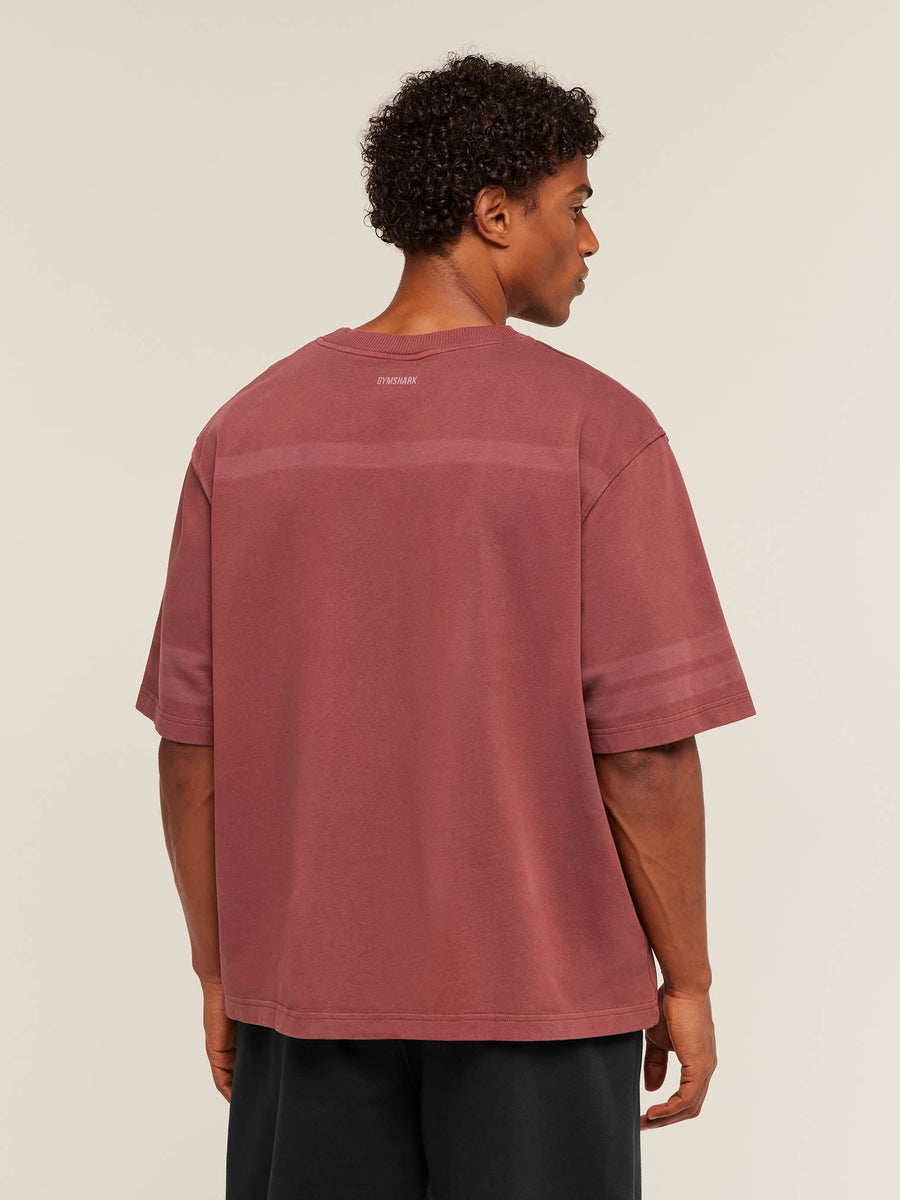Gymshark Collegiate Washed Jersey T-Shirt — Burgundy Brown — 3