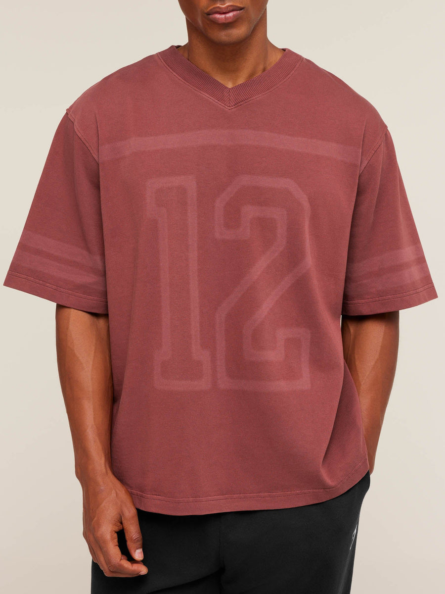 Gymshark Collegiate Washed Jersey T-Shirt — Burgundy Brown — 5