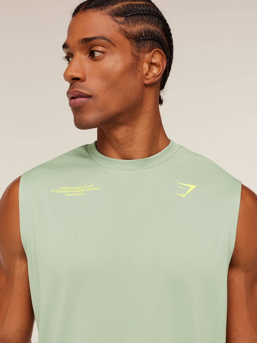Gymshark Conditioning Club Tank — GS Haze Green/GS Sorbet Yellow — 6