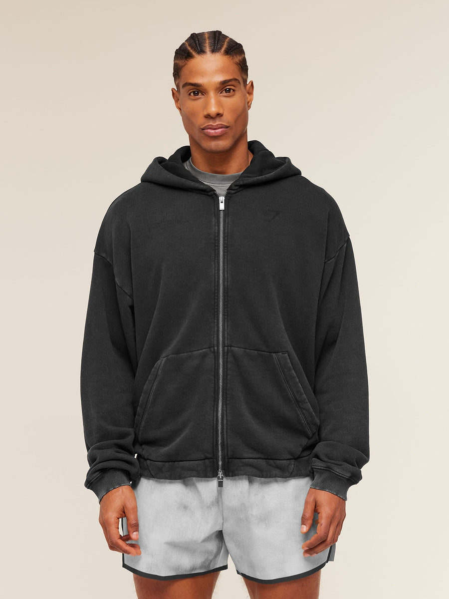 Gymshark Conditioning Club Washed Zip Hoodie — Black/Wash — 5