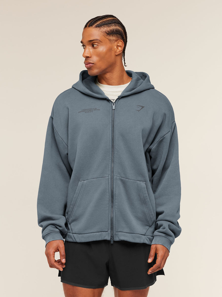 Gymshark Conditioning Club Washed Zip Hoodie — Iron Blue/Wash — 5