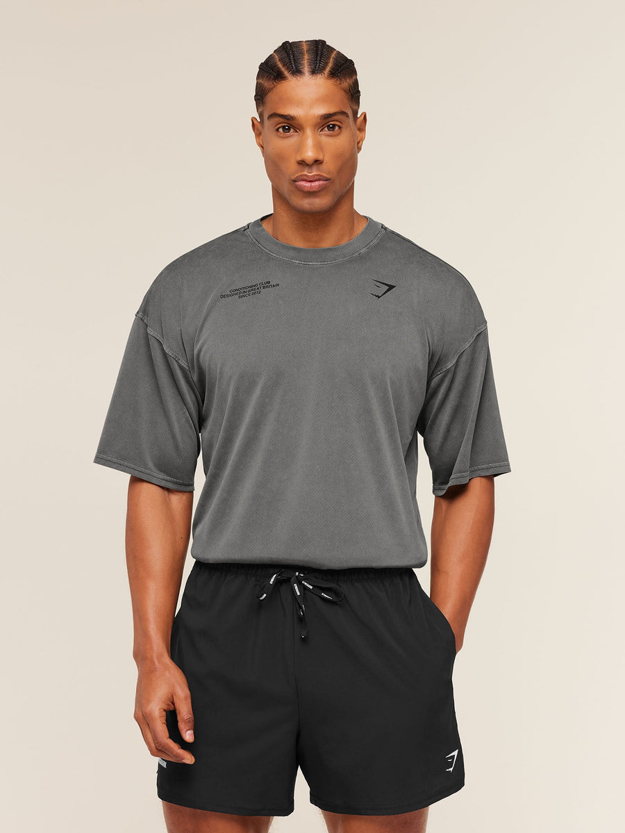 Gymshark Conditioning Club Washed T-Shirt — Black/Wash — 4