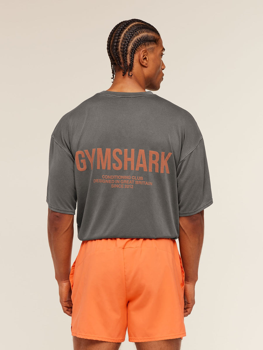 Gymshark Conditioning Club Washed T-Shirt — Black/Dayglow Peach/Wash — 1