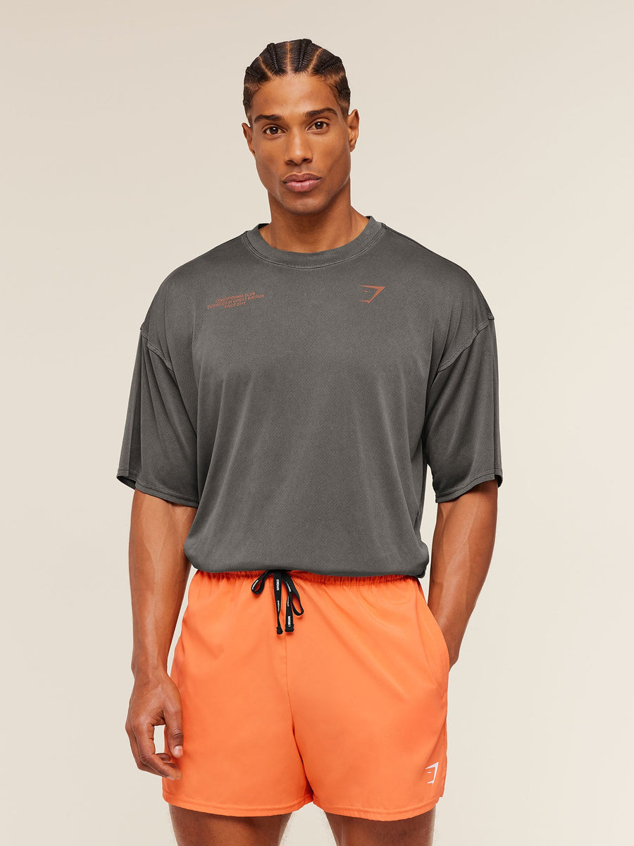 Gymshark Conditioning Club Washed T-Shirt — Black/Dayglow Peach/Wash — 3