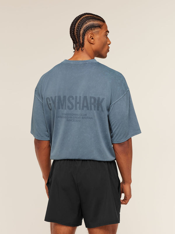 Gymshark Conditioning Club Washed T-Shirt — Iron Blue/Wash