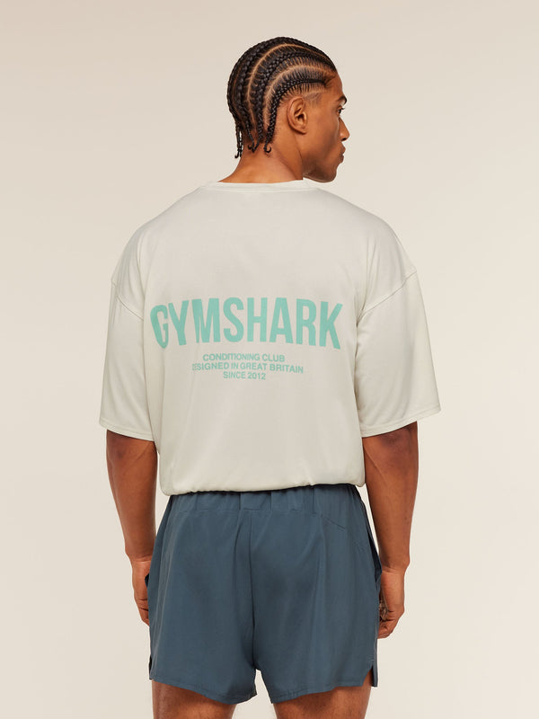 Gymshark Conditioning Club Washed T-Shirt — Soft White/Pop Turquoise/Wash
