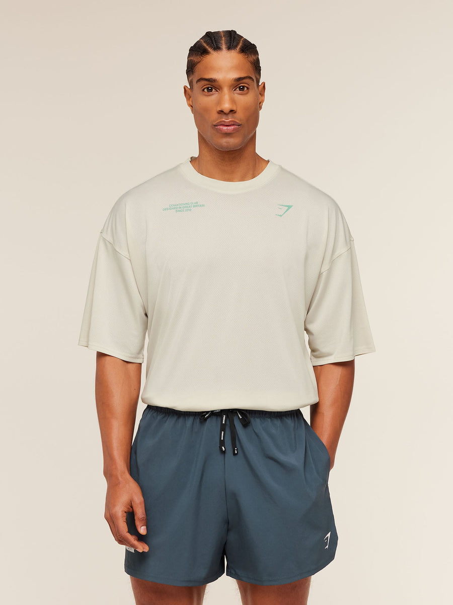 Gymshark Conditioning Club Washed T-Shirt — Soft White/Pop Turquoise/Wash — 4