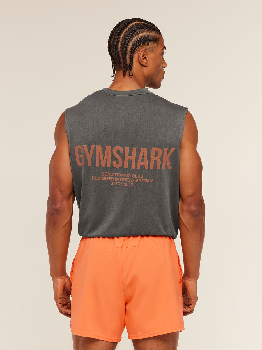 Gymshark Conditioning Club Washed Tank — Black/Dayglow Peach/Wash — 1