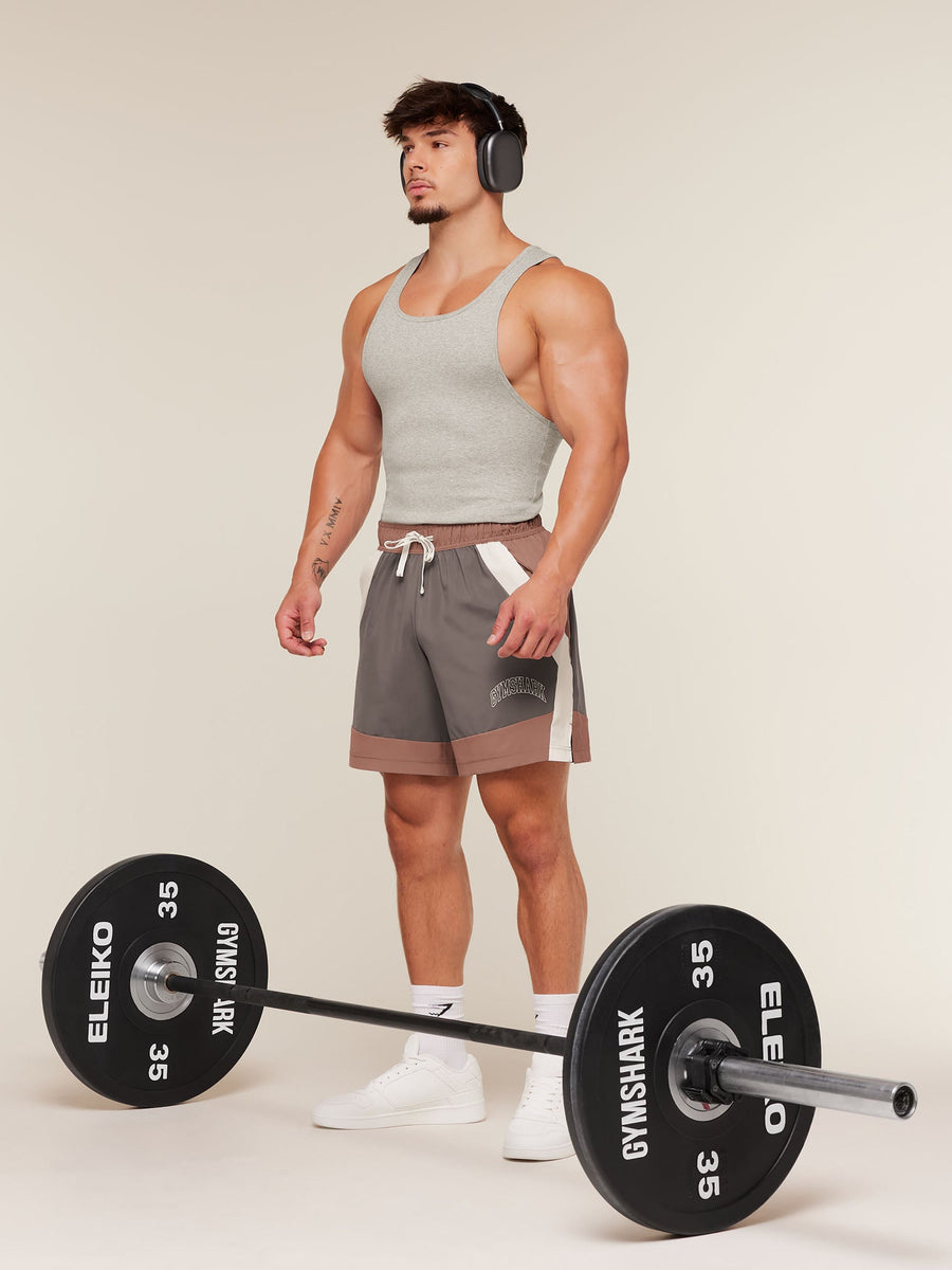 Gymshark Collegiate Tech Shorts — Taupe Brown — 7
