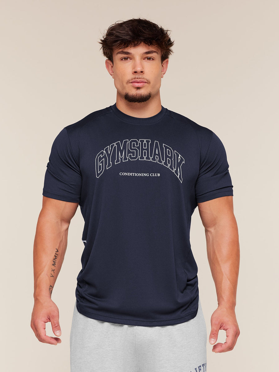 Gymshark Collegiate Tech T-Shirt — Heavy Blue — 1