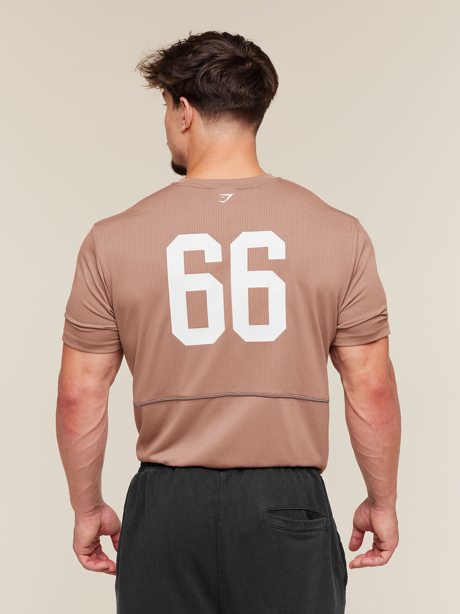 Gymshark Collegiate Tech T-Shirt — Taupe Brown — 2