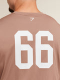 Gymshark Collegiate Tech T-Shirt — Taupe Brown — 6