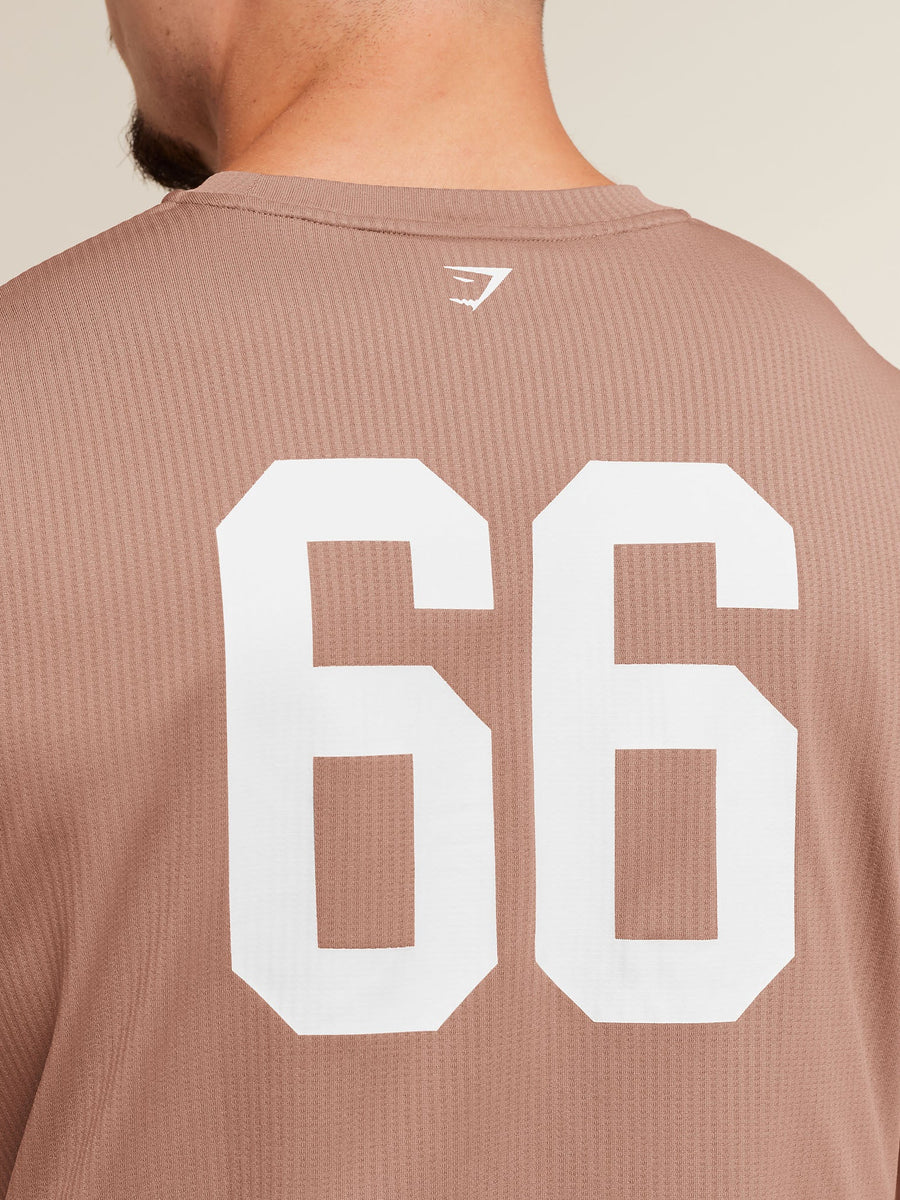 Gymshark Collegiate Tech T-Shirt — Taupe Brown — 6