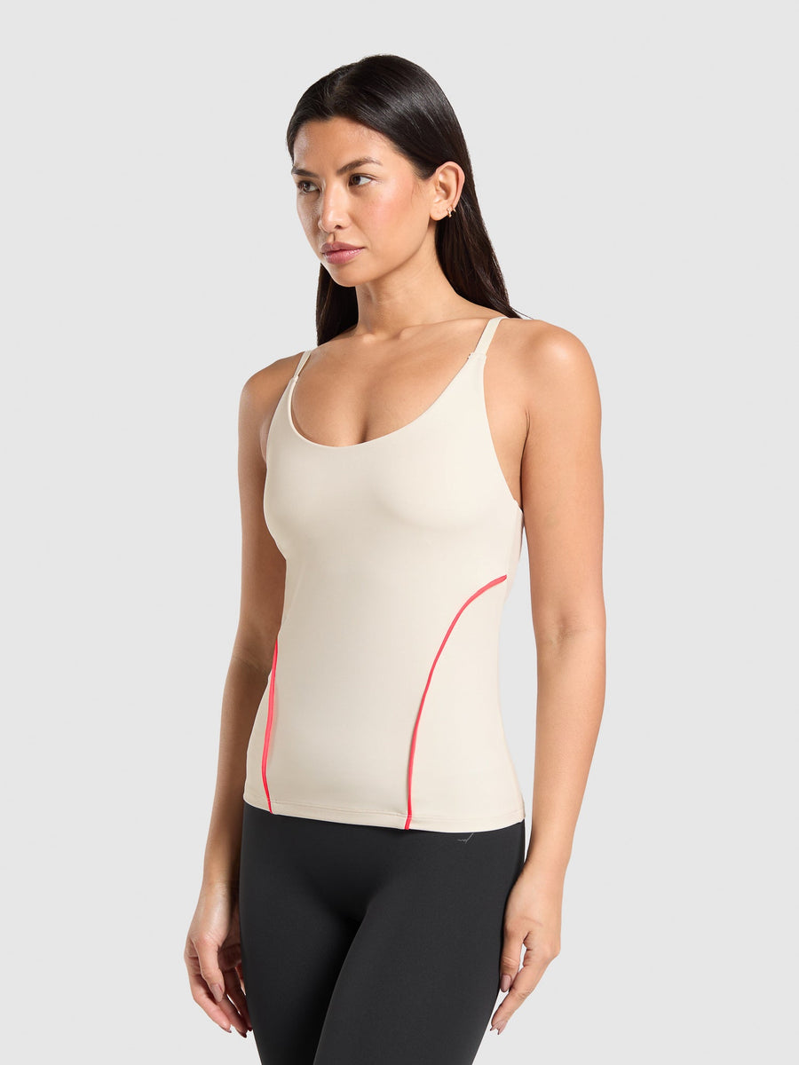 Gymshark Contour Stitch Tank with Shelf — Oat White — 5