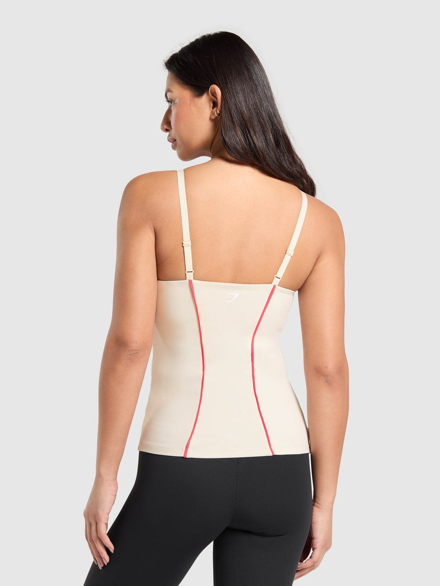 Gymshark Contour Stitch Tank with Shelf — Oat White — 2