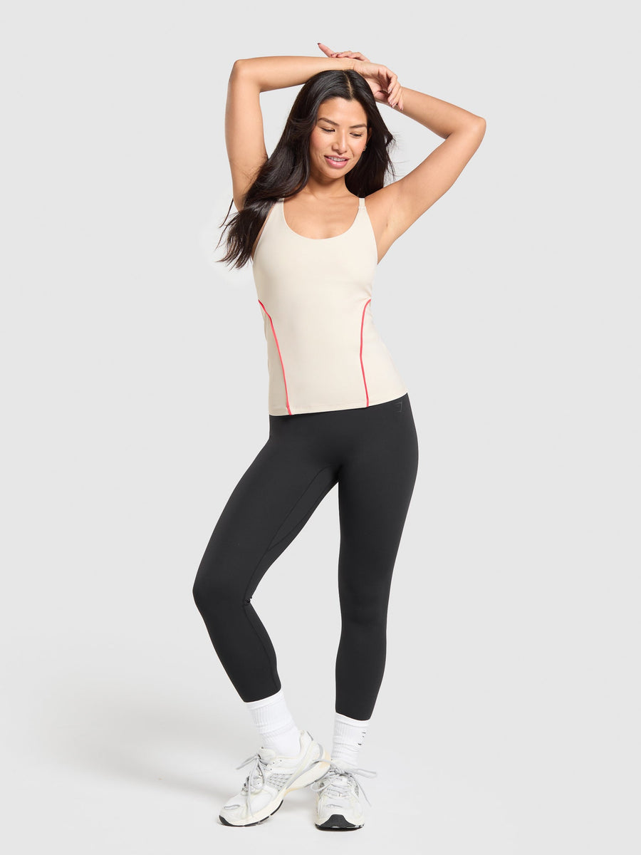 Gymshark Contour Stitch Tank with Shelf — Oat White — 3