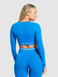 Gymshark Contrast Seamless Crop Top — Barbell Blue — 2