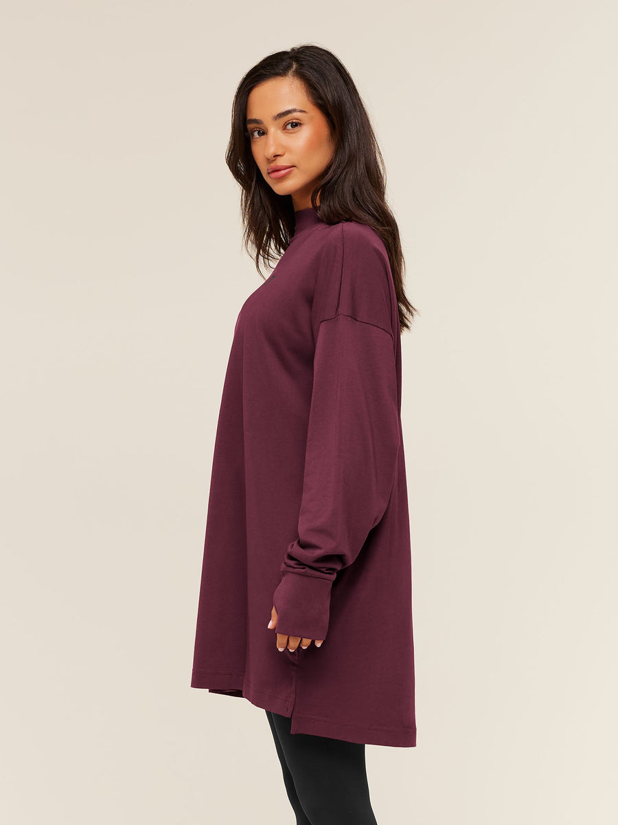 Gymshark Covered Longline Cotton Long Sleeve Top — GS Impact Burgundy — 3