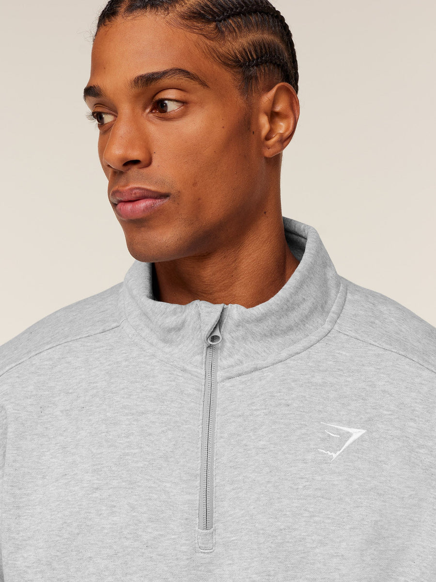 Gymshark Crest Oversized 1/4 Zip — Light Grey Core Marl — 5